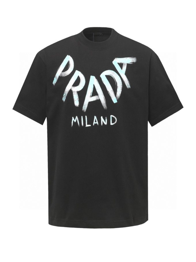 Prada lettered logo collar print short-sleeved T-shirt