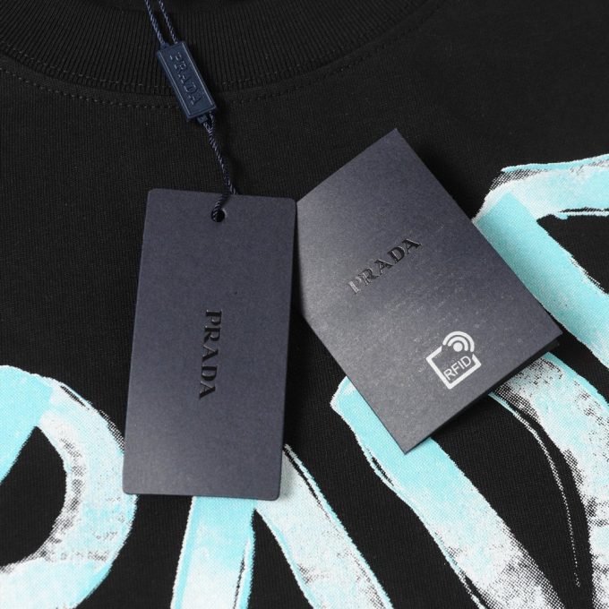 Prada lettered logo collar print short-sleeved T-shirt