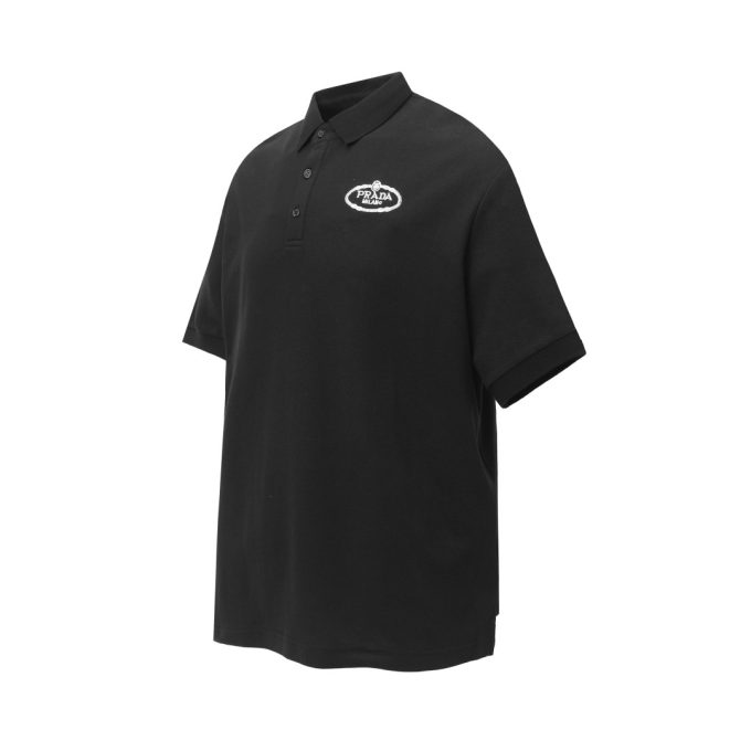 Prada letter logo embroidered business polo shirt short-sleeved T-shirt