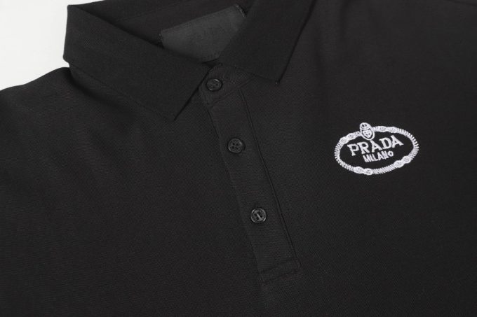 Prada letter logo embroidered business polo shirt short-sleeved T-shirt