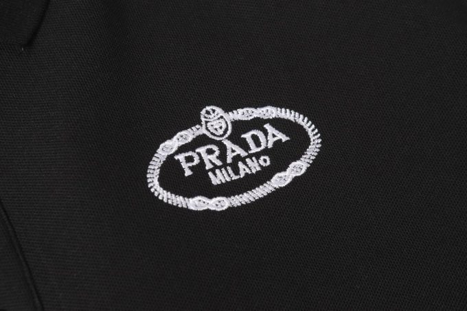 Prada letter logo embroidered business polo shirt short-sleeved T-shirt