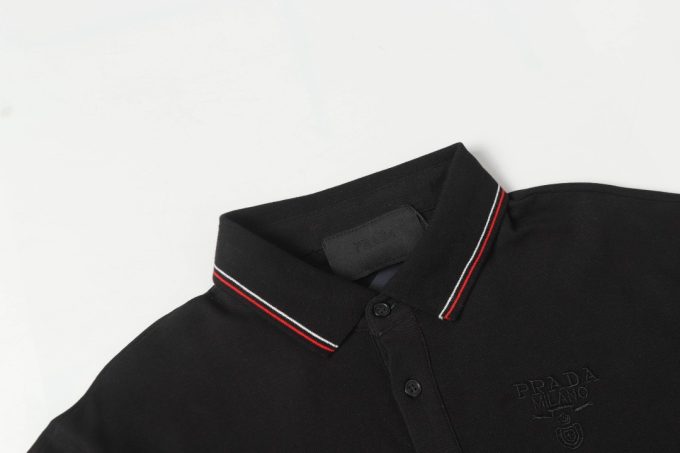 Prada letter logo embroidered business polo shirt short-sleeved T-shirt