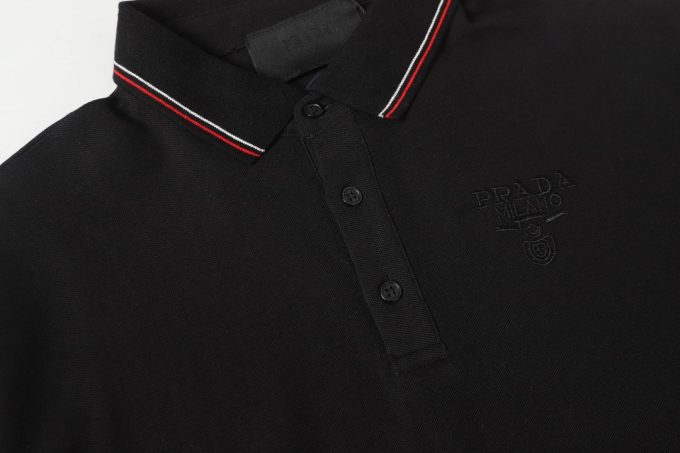 Prada letter logo embroidered business polo shirt short-sleeved T-shirt