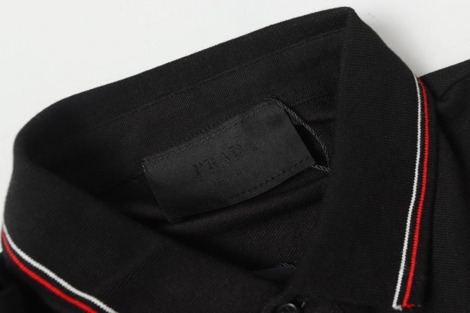 Prada letter logo embroidered business polo shirt short-sleeved T-shirt