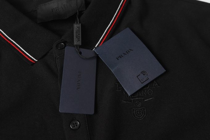 Prada letter logo embroidered business polo shirt short-sleeved T-shirt