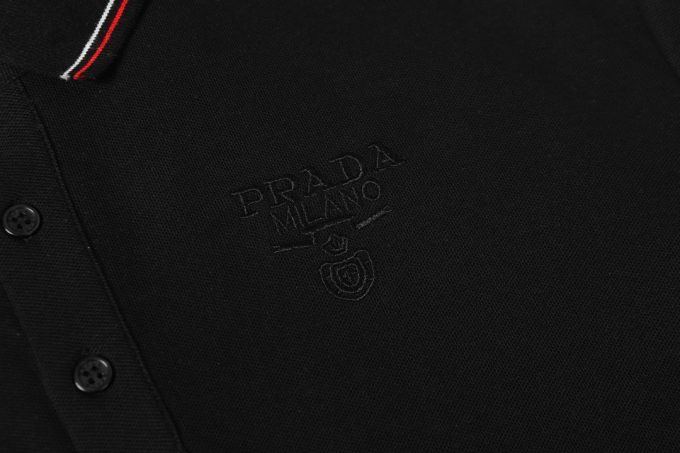 Prada letter logo embroidered business polo shirt short-sleeved T-shirt