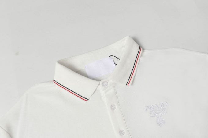 Prada letter logo embroidered business polo shirt short-sleeved T-shirt