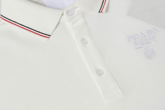 Prada letter logo embroidered business polo shirt short-sleeved T-shirt