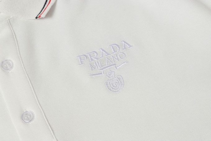 Prada letter logo embroidered business polo shirt short-sleeved T-shirt
