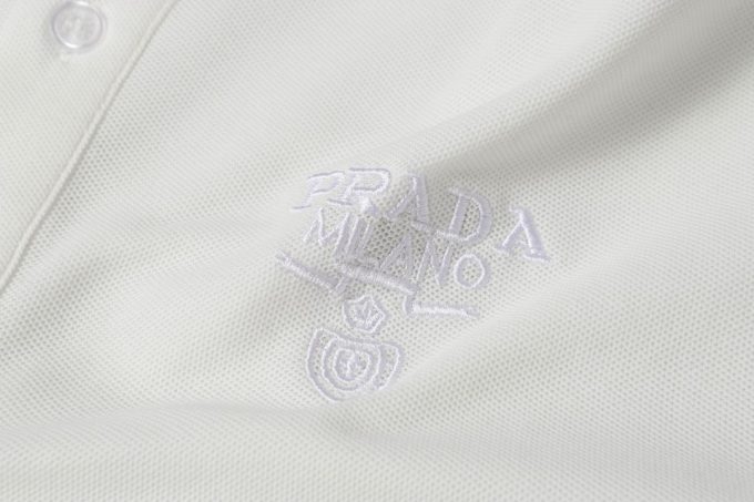Prada letter logo embroidered business polo shirt short-sleeved T-shirt