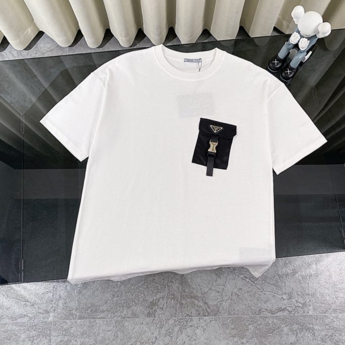 Prada pocket functional casual round-neck short-sleeved T-shirt