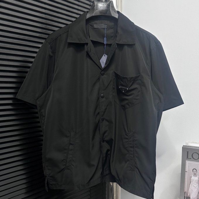 PRADA's new triangular label pocket nylon shirt