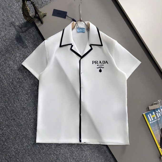 Prada's 2025 summer classic LOGO design full-print shirt