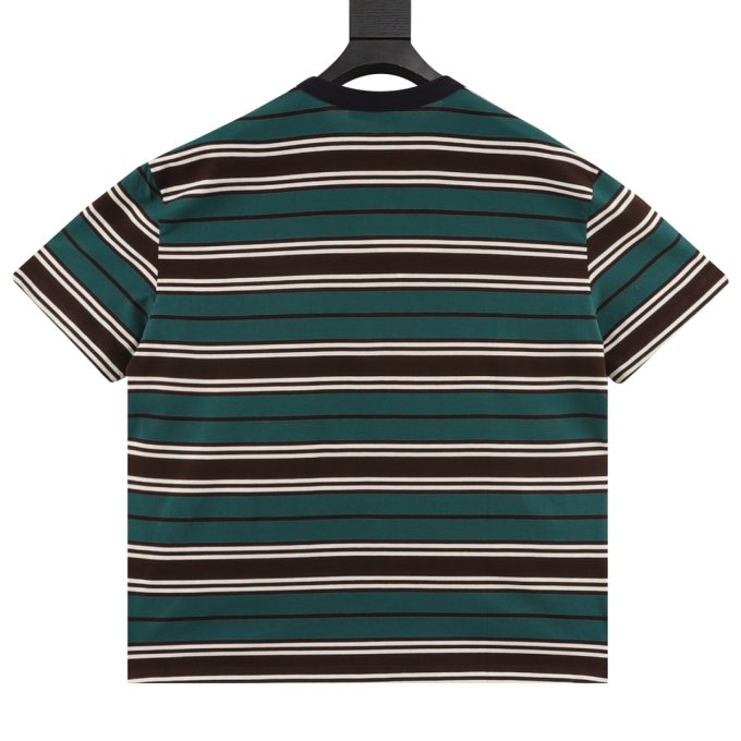 Prada letter applied-embroidered striped short-sleeved T-shirt