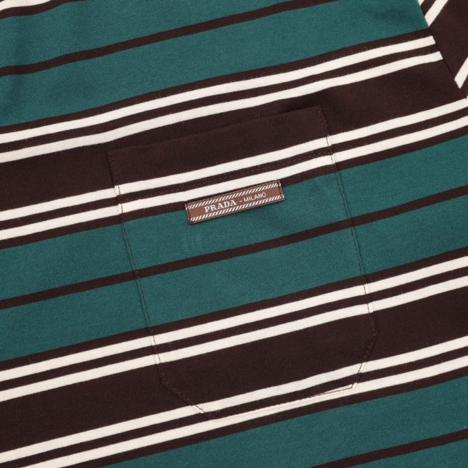 Prada letter applied-embroidered striped short-sleeved T-shirt