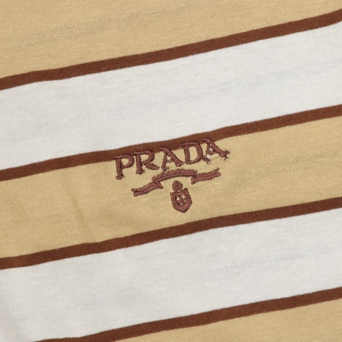 Prada striped embroidered letter polo shirt