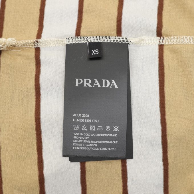 Prada striped embroidered letter polo shirt
