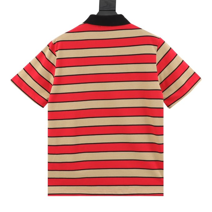Prada's latest striped embroidered letter polo shirt