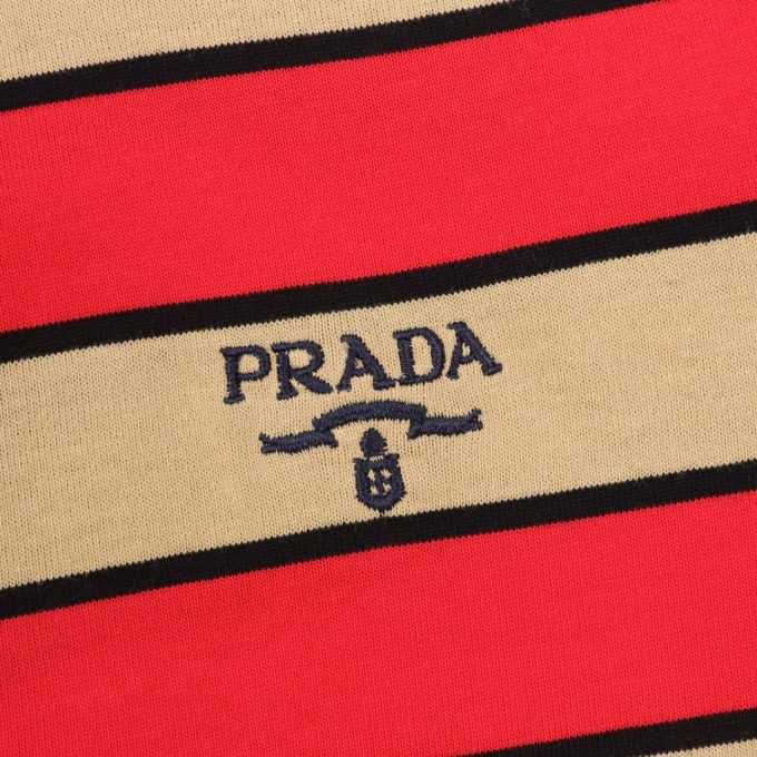 Prada's latest striped embroidered letter polo shirt