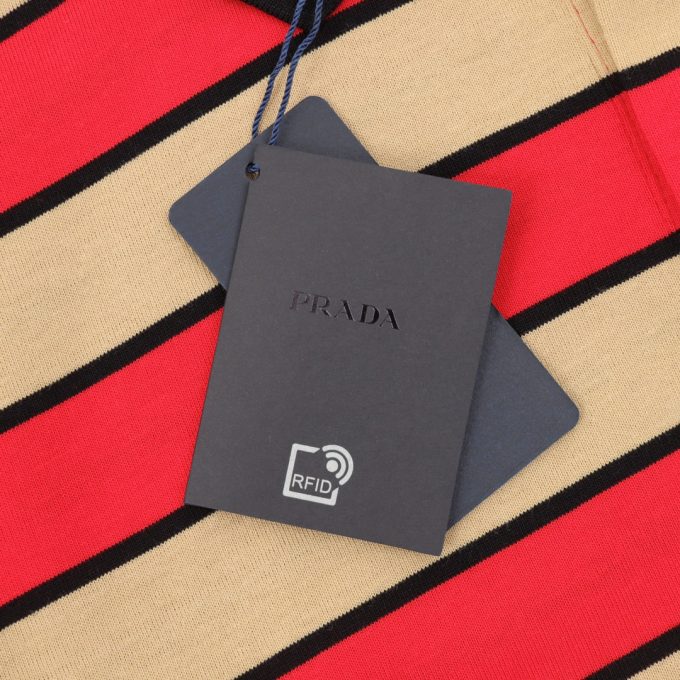 Prada's latest striped embroidered letter polo shirt
