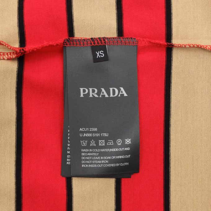 Prada's latest striped embroidered letter polo shirt