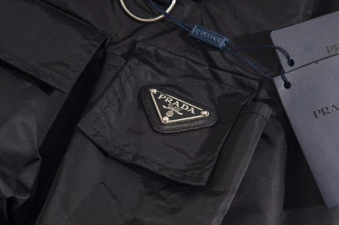 Prada Battlefield functional style workwear shirt with short sleeves