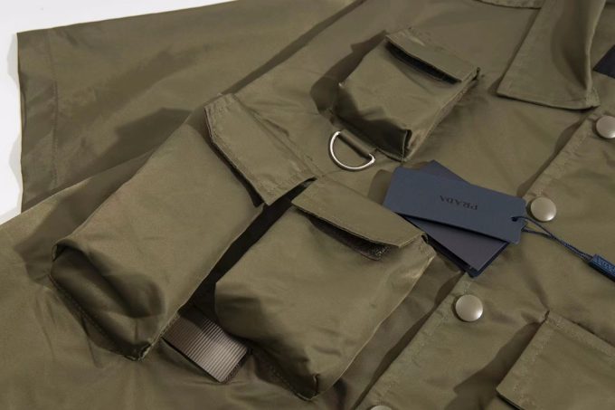 Prada Battlefield functional style workwear shirt with short sleeves