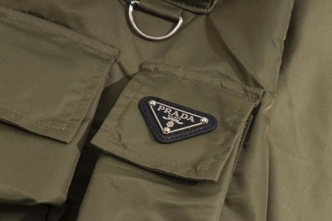 Prada Battlefield functional style workwear shirt with short sleeves