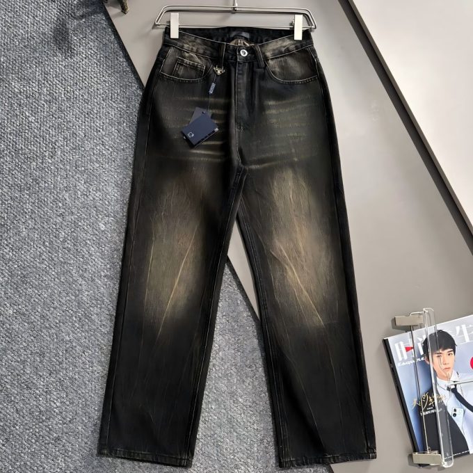 Prada 2025 Four Seasons Classic loose wide-leg denim trousers