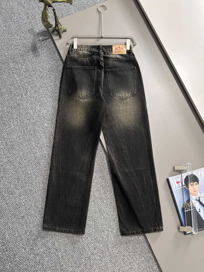 Prada 2025 Four Seasons Classic loose wide-leg denim trousers