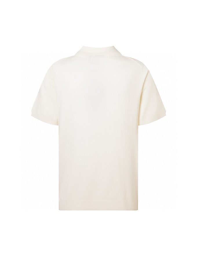 Prada letter logo embroidered wool Polo knitted short sleeve