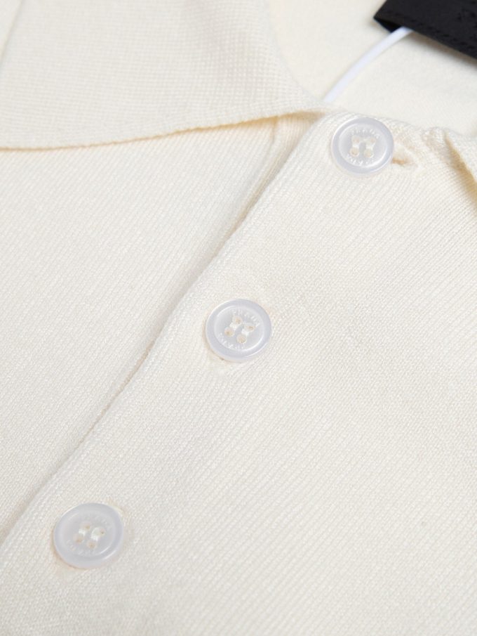Prada letter logo embroidered wool Polo knitted short sleeve