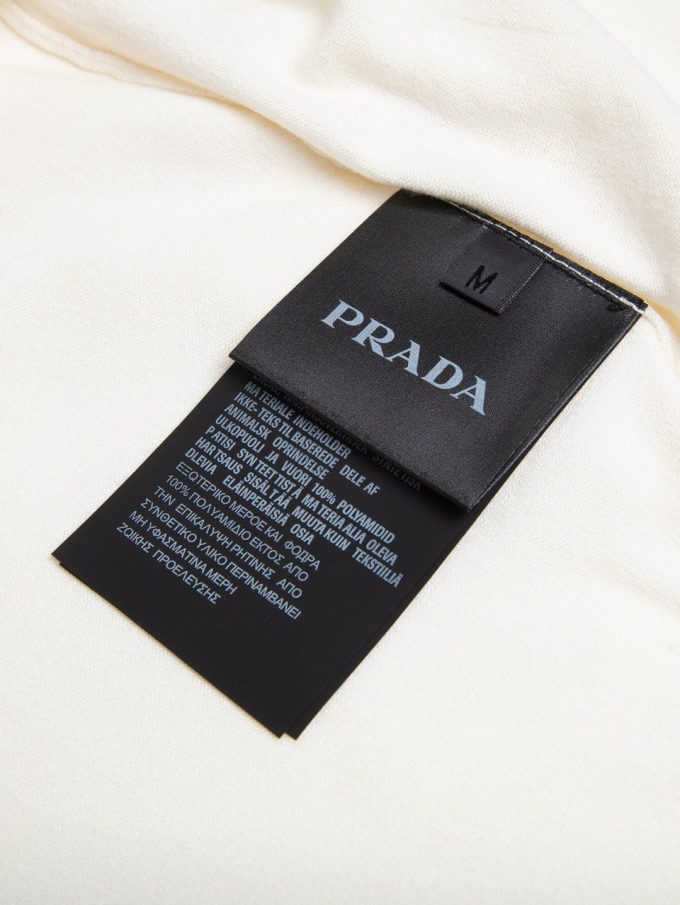 Prada letter logo embroidered wool Polo knitted short sleeve