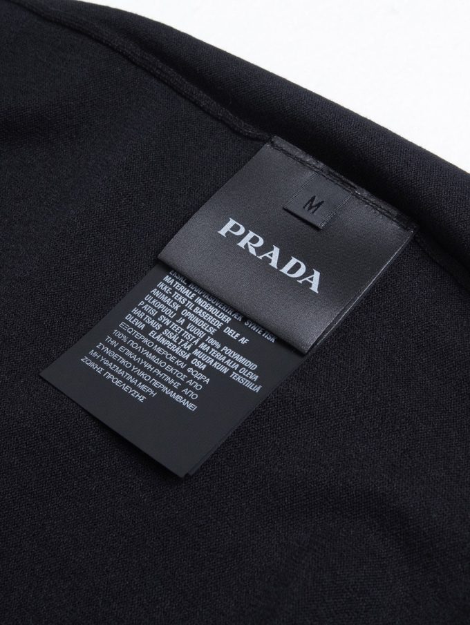 Prada letter logo embroidered wool Polo knitted short sleeve