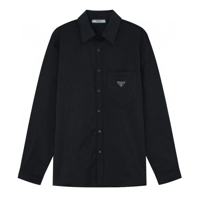 Prada's new classic metal triangular label nylon shirt long-sleeved top