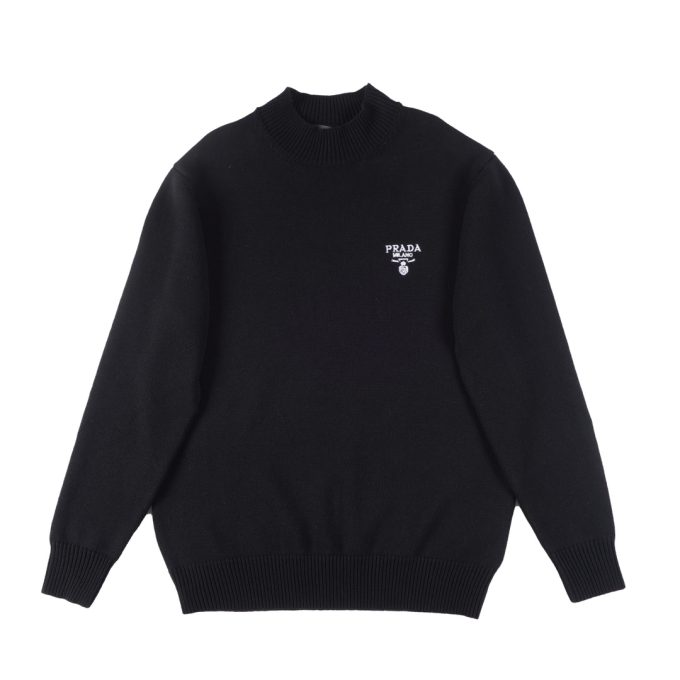 Prada's exclusive triangular logo design for a wool sweater