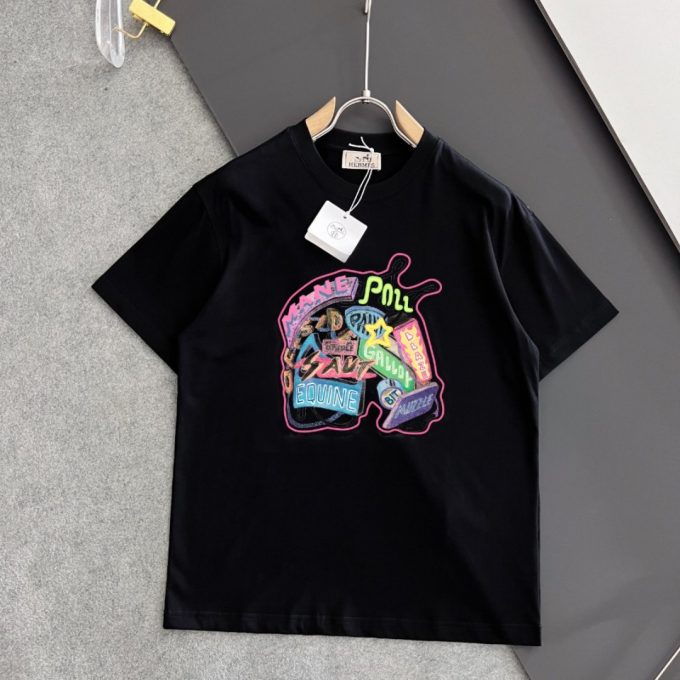 Hermes 260g pure cotton double-yarn loose and stylish T-shirt
