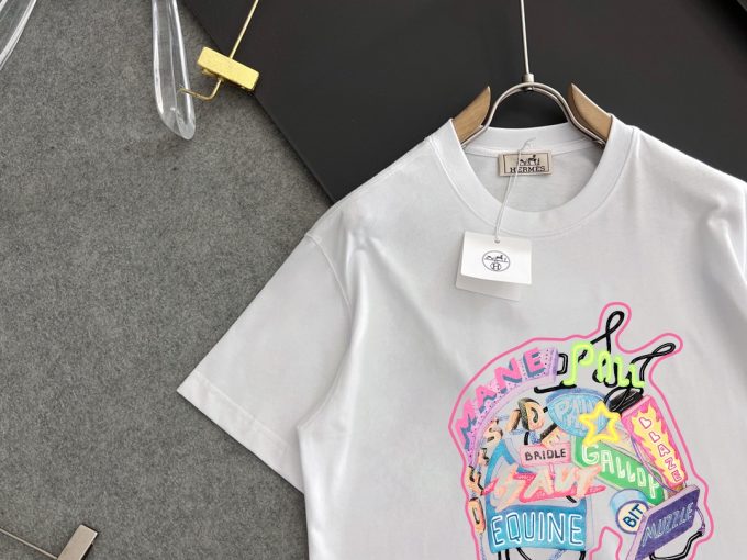 Hermes 260g pure cotton double-yarn loose and stylish T-shirt