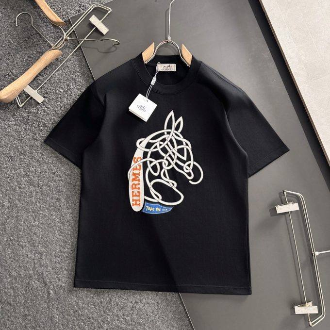 Hermes 260-gram pure cotton double yarn loose and stylish T-shirt