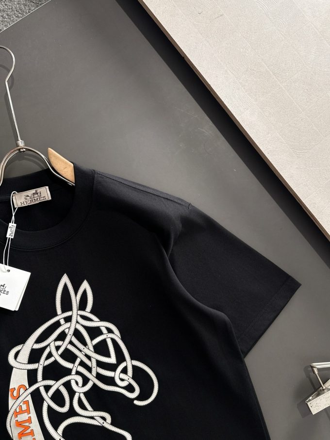 Hermes 260-gram pure cotton double yarn loose and stylish T-shirt