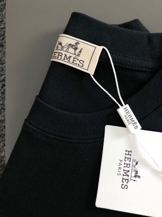 Hermes 260-gram pure cotton double yarn loose and stylish T-shirt