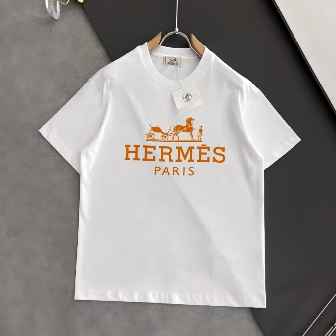 Hermes 260-gram pure cotton double yarn loose and stylish T-shirt