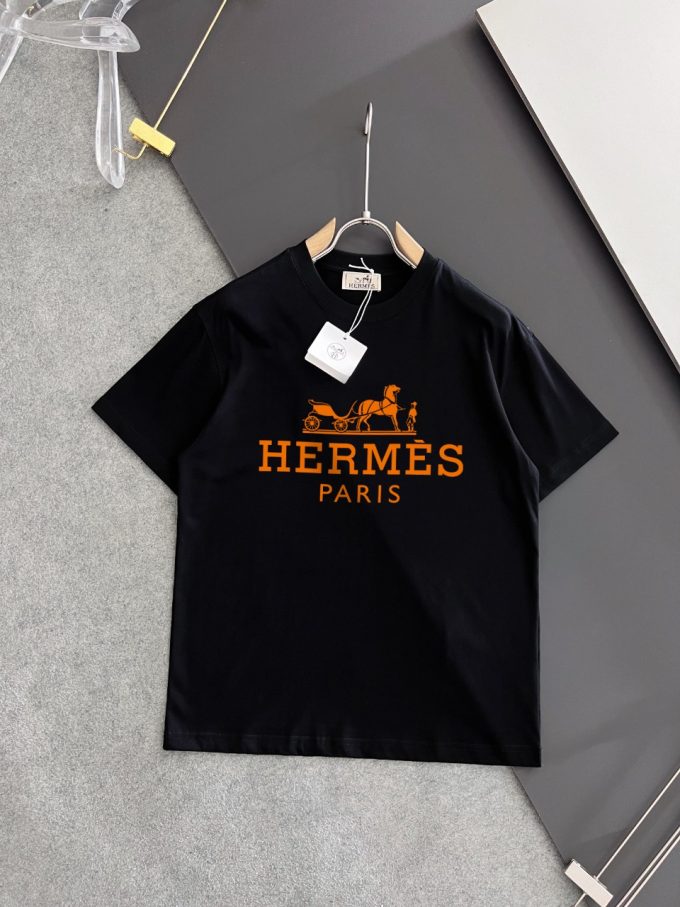 Hermes 260-gram pure cotton double yarn loose and stylish T-shirt