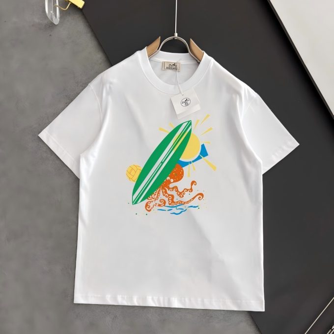 Hermes 260-gram pure cotton double yarn loose and stylish T-shirt