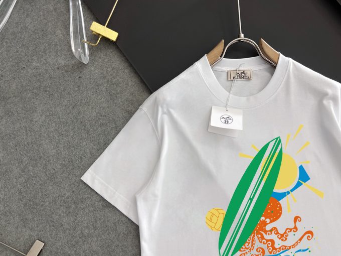 Hermes 260-gram pure cotton double yarn loose and stylish T-shirt