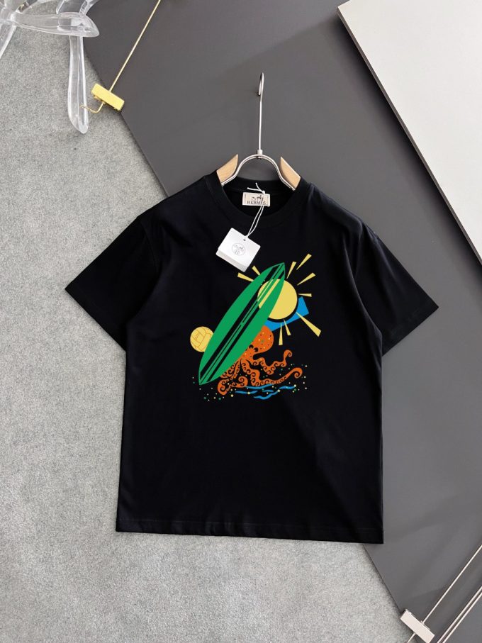 Hermes 260-gram pure cotton double yarn loose and stylish T-shirt
