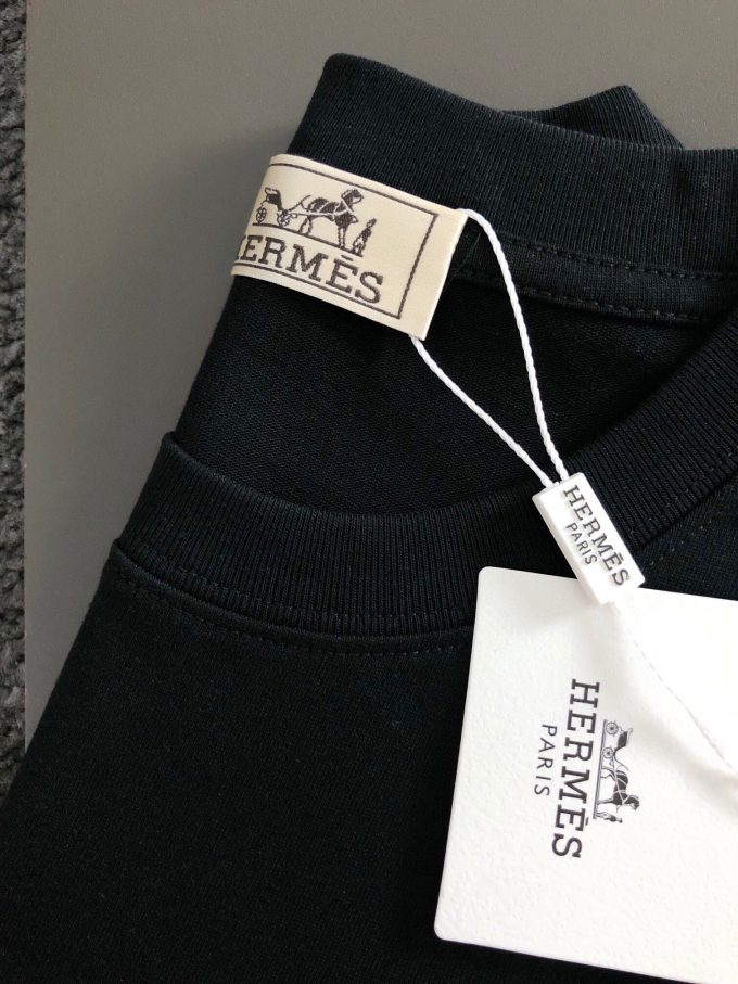 Hermes 260-gram pure cotton double yarn loose and stylish T-shirt