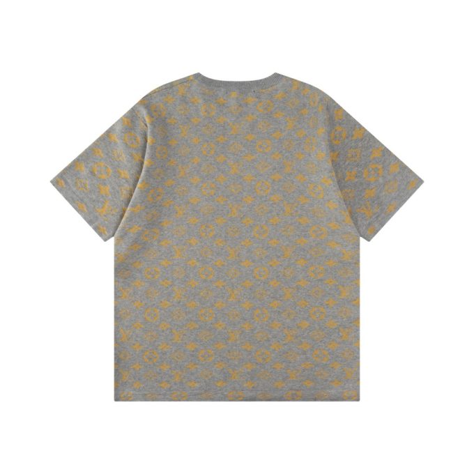 LV 25Ss new golden monogram jacquard woolen short-sleeved T-shirt