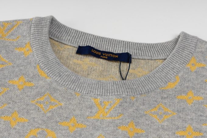 LV 25Ss new golden monogram jacquard woolen short-sleeved T-shirt