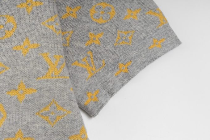 LV 25Ss new golden monogram jacquard woolen short-sleeved T-shirt
